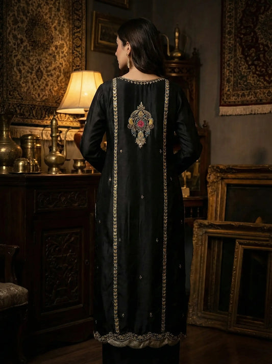 Embroidered Handmade Tussel Silk Long Shirt