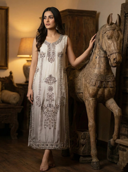 Embroidered Handmade Double Shade Long Shirt