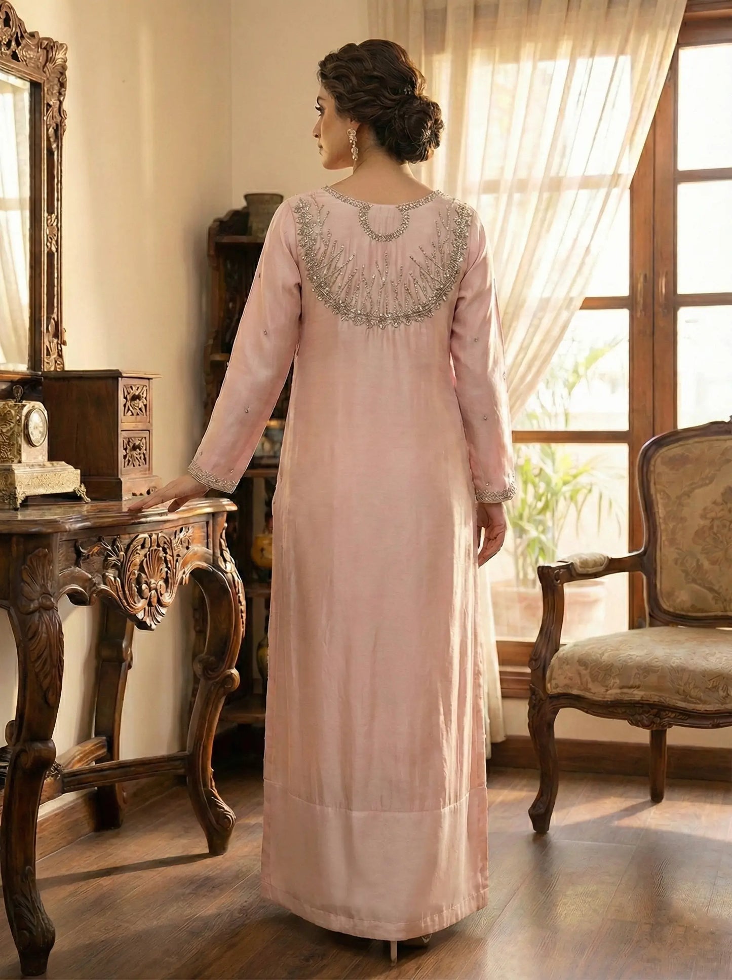 Embroidered Handmade Tussel Silk Long Shirt